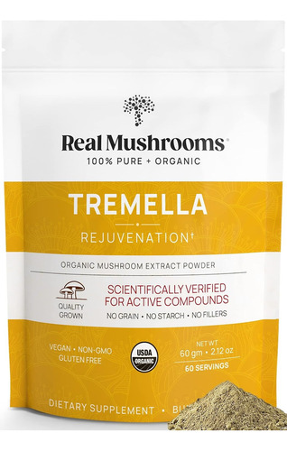 Real Mushrooms Tremella Rejuvenation Antioxidante 60 Mg Sabor Sin Sabor