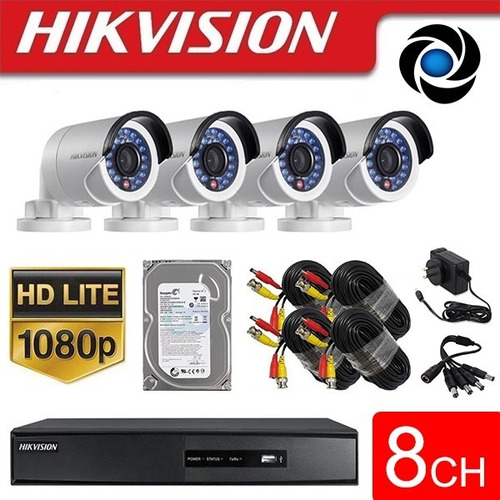 Imagen 3 de 9 de Kit Seguridad Dvr 8ch Hikvision + 4 Camaras 1080p 2mp +disco