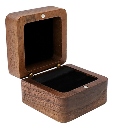 Caja De Anillo De Madera Maciza, Elegante, Cuadrada,