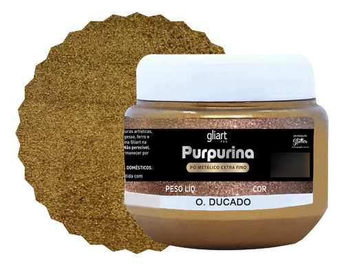 Purpurina Mega Fina Pó Metalico Ouro Duquesa 100g Cor Ouro Ducado