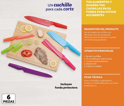 Juego De 6 Cuchillos Con Funda Kit Cook Pro Betterware