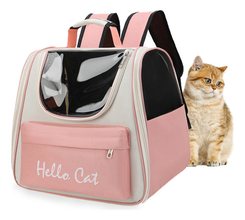 Mochila Para Mascotas Portátil Bolsa Viaje Para Gatos Perros Color Rosa