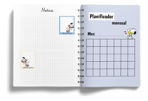 Planner Animado Anillado Personalizado Mod. Creative Snoopy