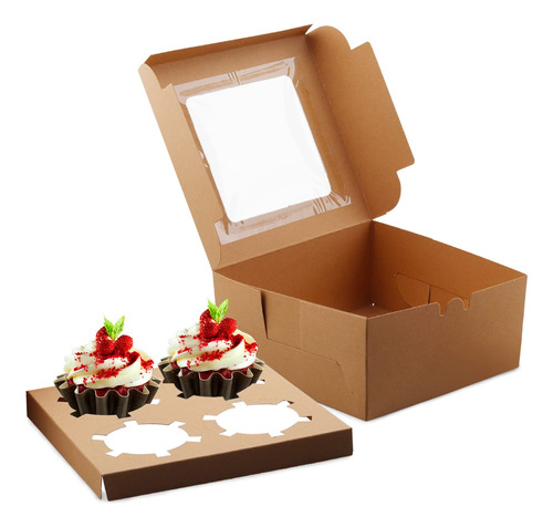 Coobbar Paquete De 50 Cajas De Papel Kraft Para Cupcakes Co.