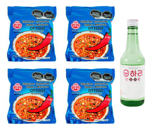 Pack Ramen Instantaneo Ottogi X 4 Pcs Alcohol Soju Coreano