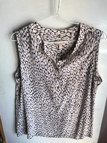 Blusa Mujer S/m Seda Azul Y Beige. Banana Republic,impor Usa