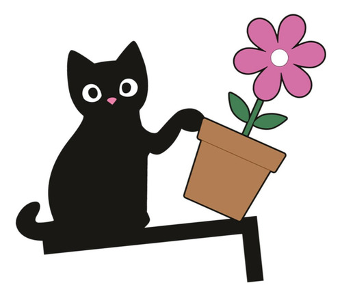 Fa Esquina De La Puerta Derecha Gato De Maceta De Flores