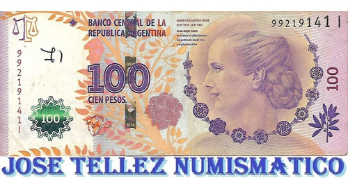 Bottero 4309a $ 100 Evita Serie I Fil 2 Raro Bueno Palermo