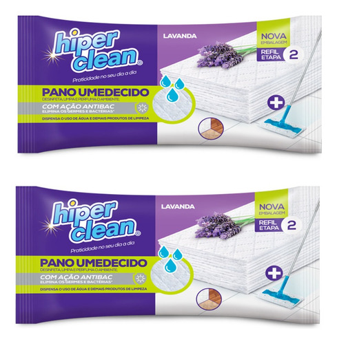 Kit 2 Pano Umedecido Lavda Alta Performance Hiperclean Mop