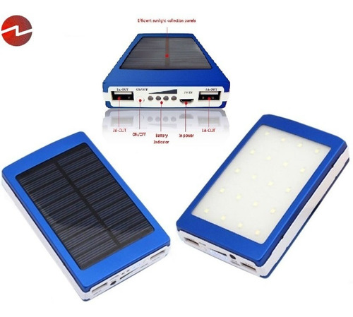 Imagen 1 de 6 de Cargador Portatil Externa 20.000 Mah 2 Usb Solar Powerbank