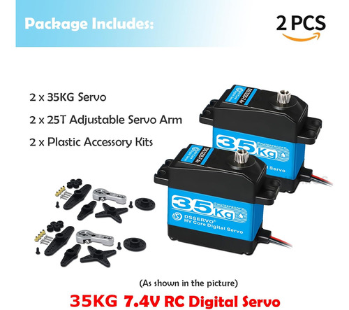 Paquete De 2 Rc Servo 35 Kg Servo De Dirección 7,4 V Motor D