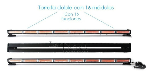 Torreta Led Doble Cara 16 Modulos Ambar 16 Funciones Tor053