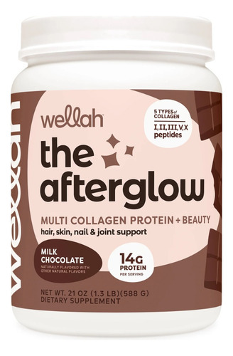 Wellah The Afterglow Multi Colágeno Y Proteina 30 Servs Sabor Chocolate