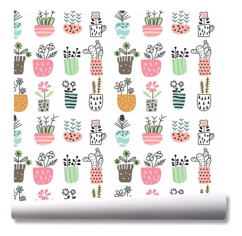 Papel De Parede Plantas Jardim Flores Vasos Kit 02 Rolos A85