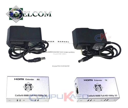 Imagen 3 de 6 de Kit Extender Hdmi Gt Por 1 Utp Cat 6 Hasta 60 Metros Extenso