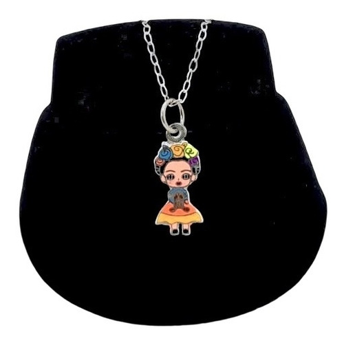 Lindo Dije Frida, En Colores Incluye Cadena Ancla. Plata.925