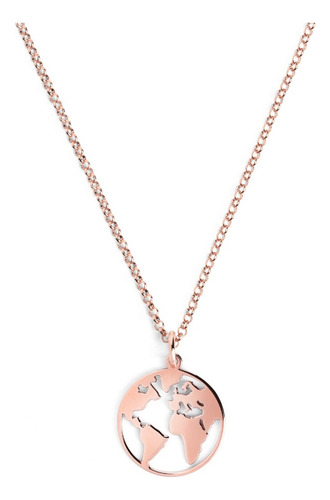 Collar Mundo Plata .925 Con Baño De Oro Rosa