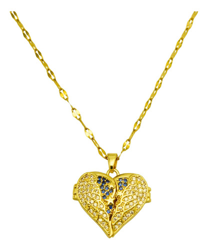 Colgante Relicario Corazon Pave Zirconias Chapado Oro 18k