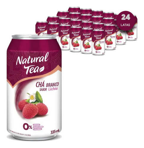 Chá Branco Com Lichia Natural Tea Lata 335ml (24 Latas) Kit