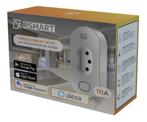 Tomada Inteligente Smart Wi-fi Home Rsmart Plug 10a Branco Cor Cinza