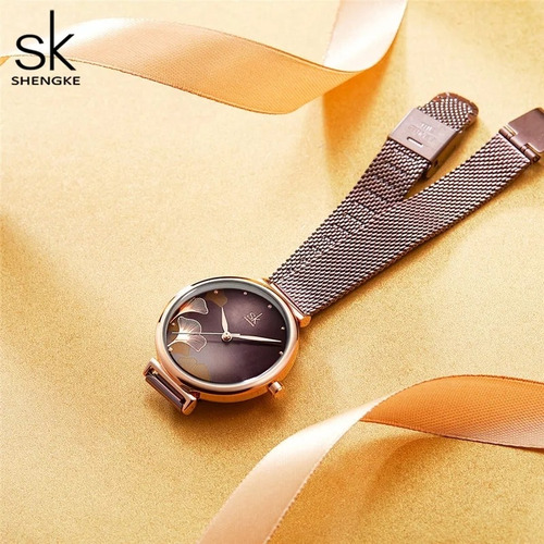 Reloj Mujer Shengke Exclusivo Diseño Ginkgo Biloba Elegante