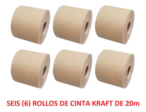 Cinta De Papel Kraft De 60mm X 20m X6 Unidades