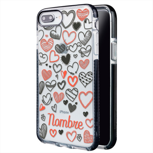Funda Para iPhone Corazones Personalizada Con Nombre