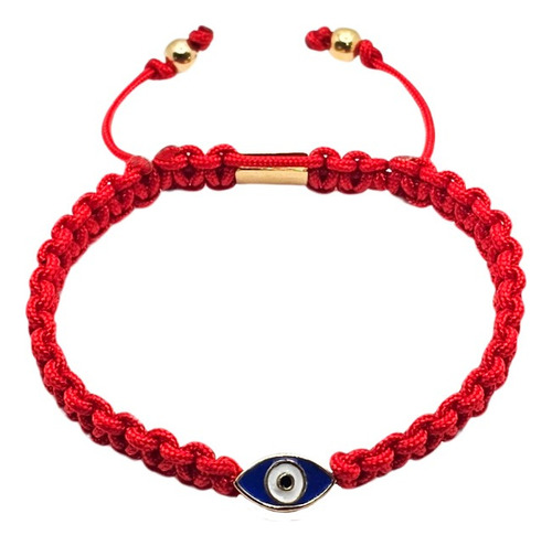 Pulsera Ojo Turco Roja Plata .925 Chapa De Oro 14k