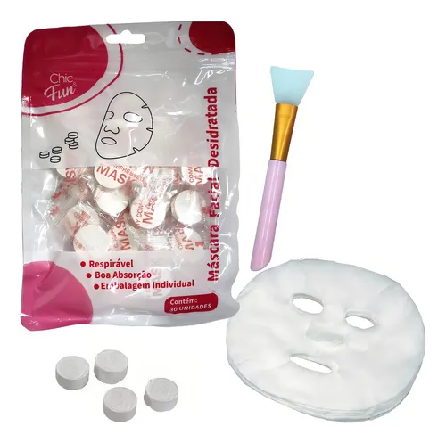 comprar 30un Máscara Descartável Desidratada E Pincel Limpeza Facial Tipo de pele Normal