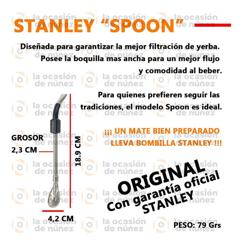 Imagen 2 de 6 de Bombilla Stanley Spoon Acero Inoxidable Para Mateoriginal