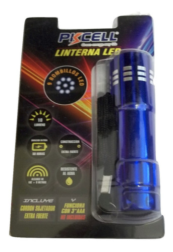 Linterna Aluminio Mini 9 Led Pkcell