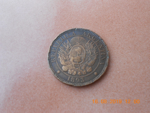 Moneda Antigua De Argentina - 2 Centavos - Cobre - 1893