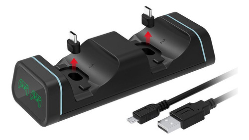 Dock Base Carga Para Dos Joysticks Compatible Con Playstatio Negro