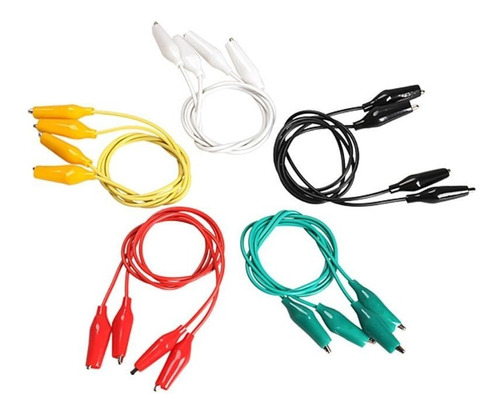 Imagen 1 de 8 de Pack 10 Cables Pinza Caimán Colores Largo 50cm [ Max ]