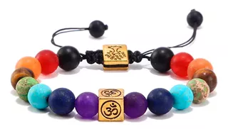 Pulsera 7 Chakras Cuarzo Proteccion Dije Arbol De Vida Om