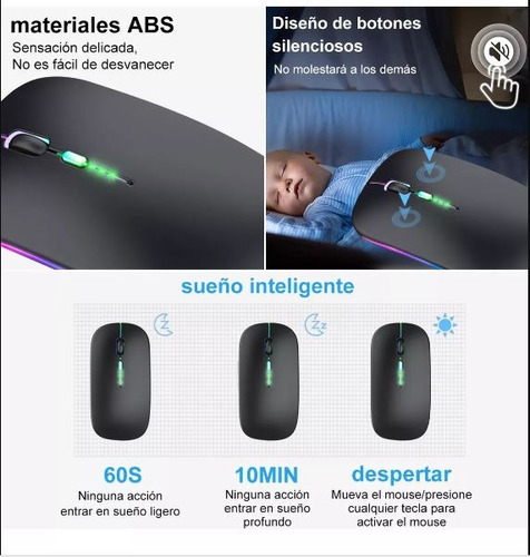 Mouse Inalambrico Recargable Dual Mode Bluetooth 5.2 + 2.4g