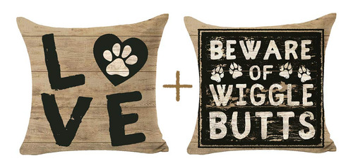 2 Funda Almohada Estampado Pata Amor Para Mascota Perro Al X