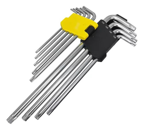 Chave Torx Tipo L Extra Longa 9 Peças T10 A T50