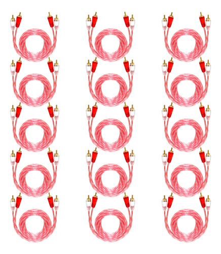 15x Cabos Rca Pvc Cristal Bronze Vermelho 1 Metro - Stetsom