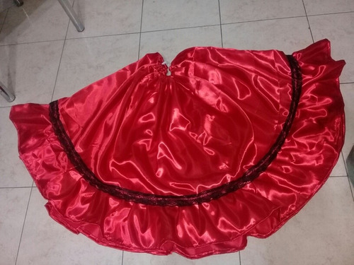 Pollera Raso Rojo Plato 60 Cms 