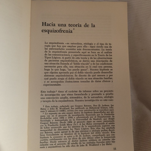 Imagen 7 de 8 de Doble Vinculo Y Esquizofrenia Gregory Bateson Carlos Lohle
