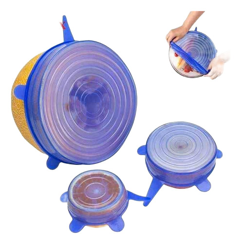Set X6 Tapas Silicona Ajustable Reutilizable Elástica