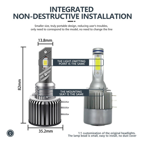 Luces Led De Circulación Diurna H15 For Coche, 20000 Lm, 80