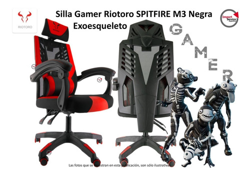 Silla Gamer Riotoro Spitfire M3 Negra  Exoesqueleto