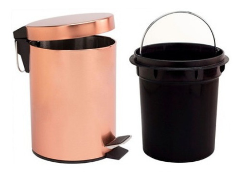 Cesta Lixeira Inox C/pedal Rose Gold Cozinha Quarto Banheiro