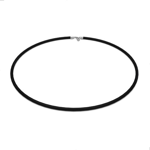 Imagen 2 de 6 de Collar Caucho Broche De Plata 925 Hombre 3mm Medidas Agálea