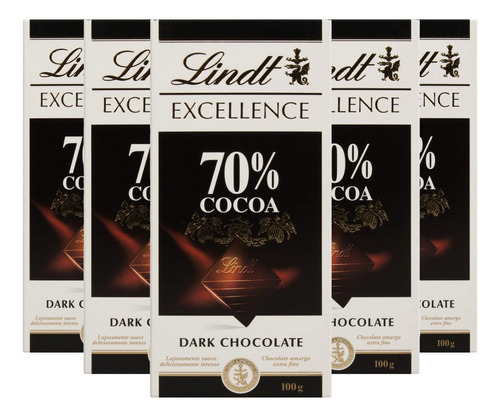 Kit Com 5und Chocolate Suiço Lindt Excellence Dark 70% 100g