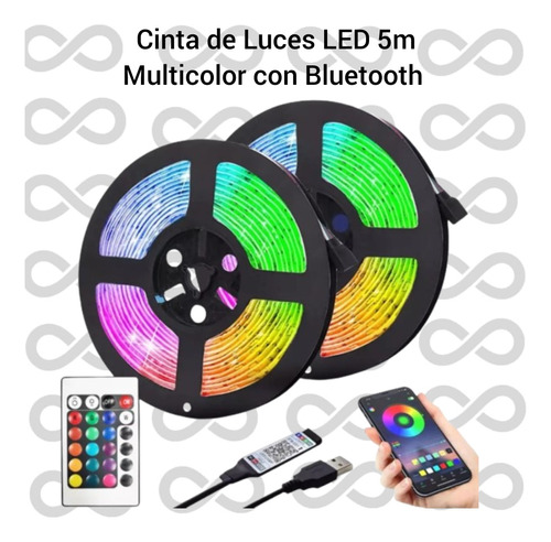 Cinta De Luces Led Rgb 5 Metros Con Bluetooth / Cadena Luces