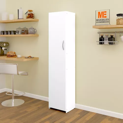 Despensero Escobero Armario Organizador Armado Cocina 5 Estantes Melamina -  180x40cm 1 Puerta - Muebles Económicos