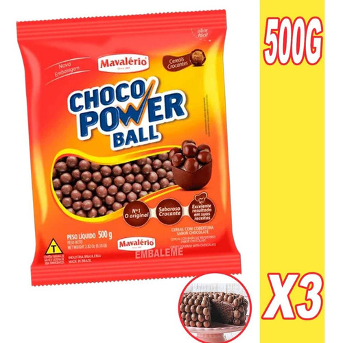 Chocoball Choco Power Ball Ao Leite 500g Mavalério C/3